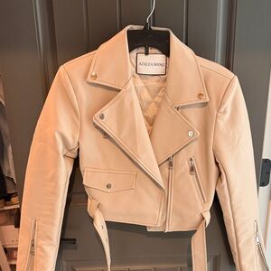 Women's Tan Faux Leather Jacket size small